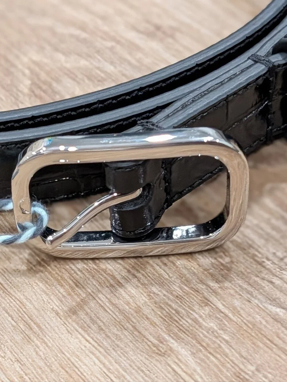 $550 AMIRI Crocodile Embossed Skinny Leather Belt Black 105 US 40